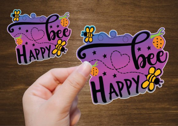 Bee Happy Gradient Color Sticker Graphics for Crafts