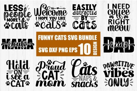 Funny Cats Svg Bundle Graphics for Crafts