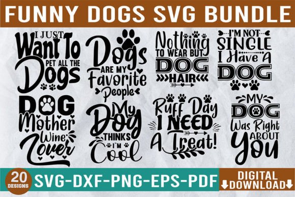 Funny Dogs SVG Bundle Graphics for Crafts